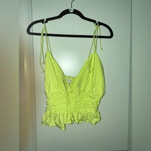 Chic Lime Green cropped Camisole with Ruffle Hem
